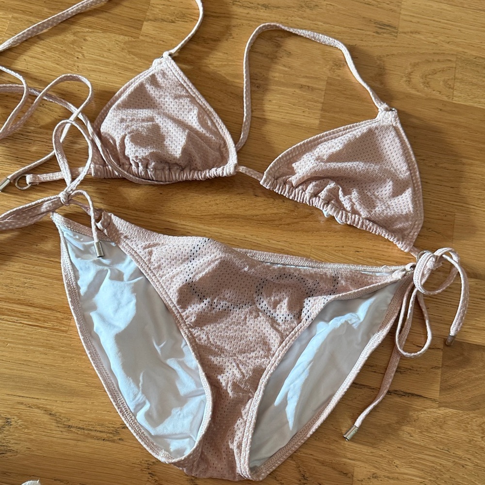 Calvin Klein Light Pink Triangle String Bikini